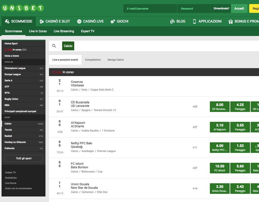 Unibet calcio