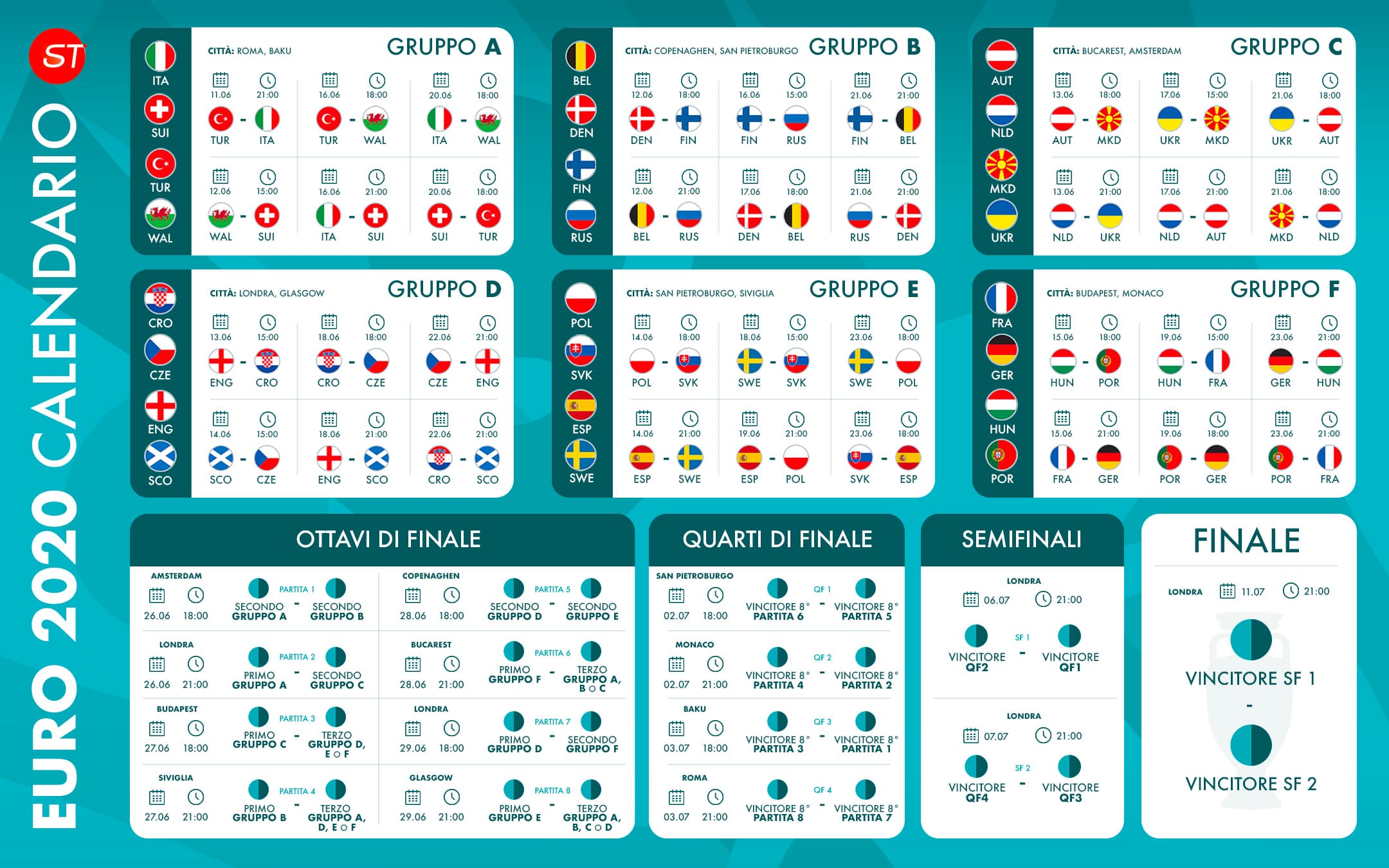 Calendario Euro 2020 - Calcio