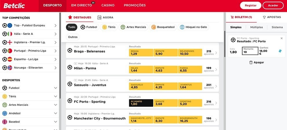 Betclic aposta simples