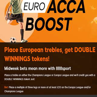 Double Winning Tokens for Successful European Accumulators at 888sport