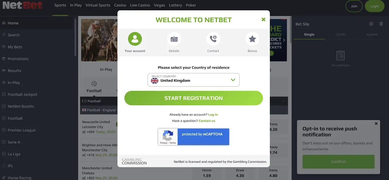 Netbet registration