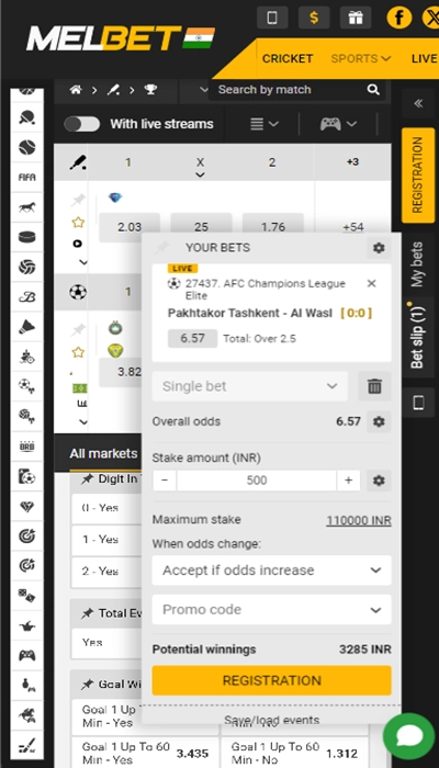 Melbet india bet slip