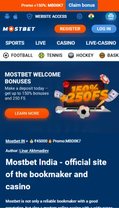 Mostbet - homepage