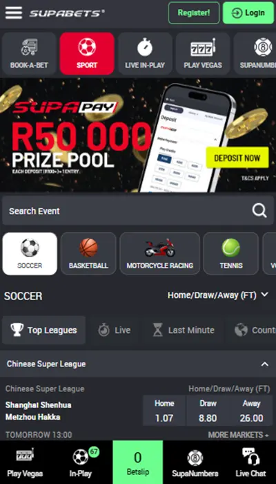 Supabets homepage