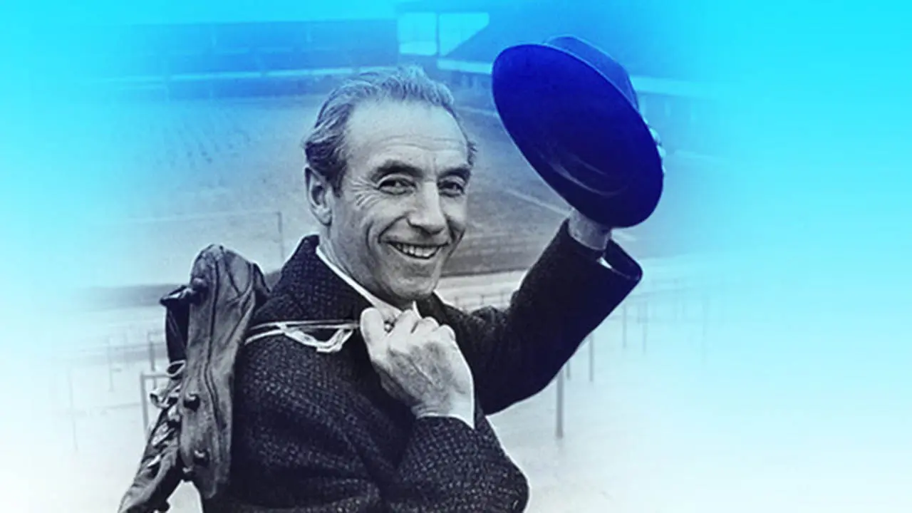Legendary English player Stanley Matthews tips his hat