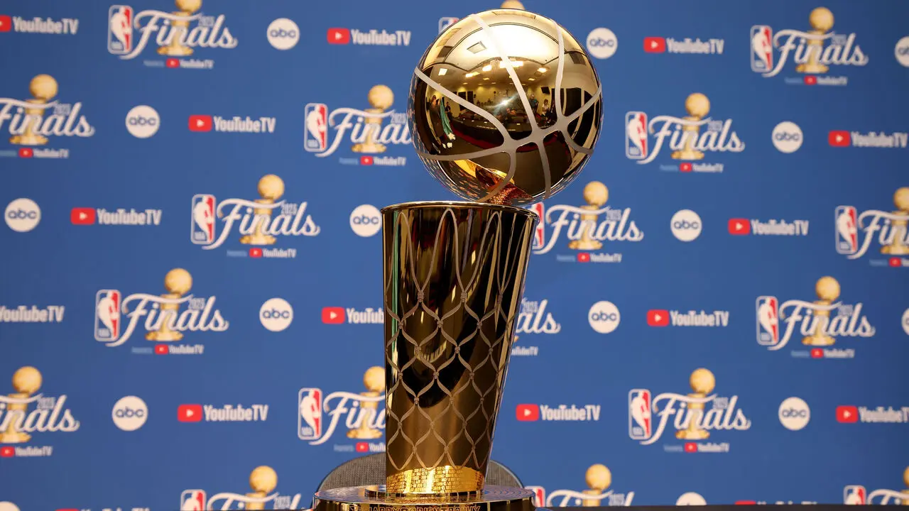 The Larry O'Brien Trophy awarded to the NBA champions