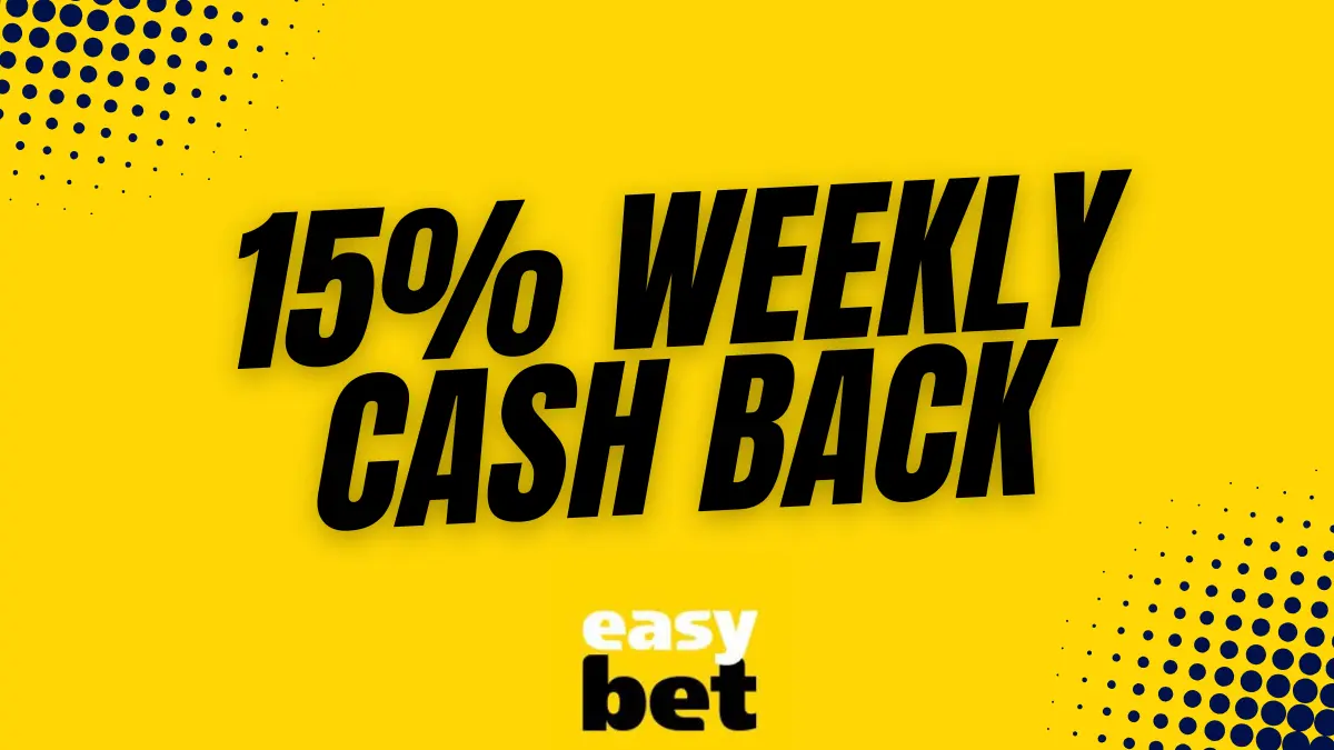 Easybet Up to 15% cash back on weekly losing bets