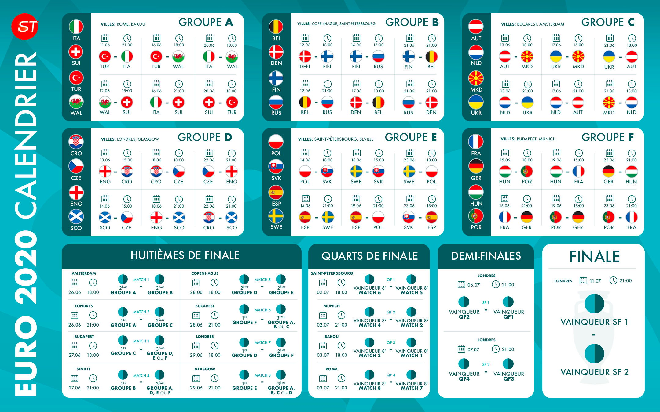 Euro 2020 Tableau Euro 2021 - Match Schedule Template For Web Print