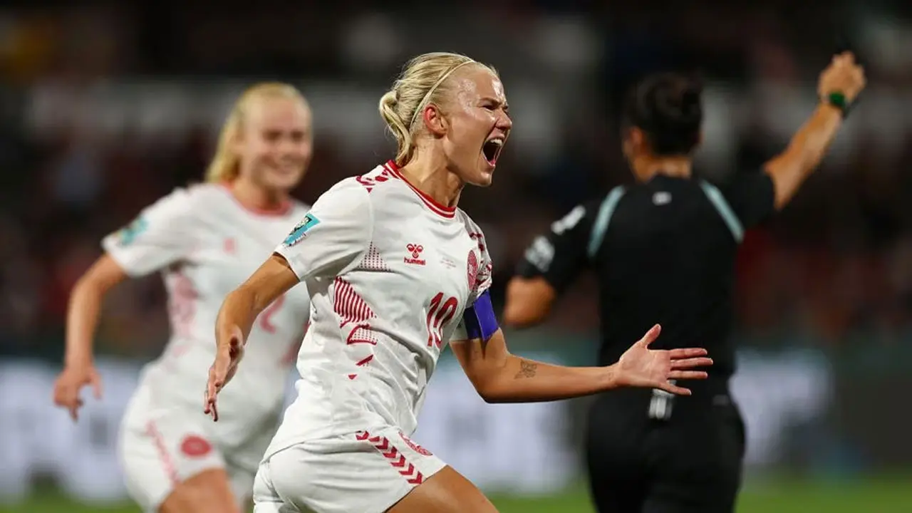 Denmark captain Pernille Harder celebrates