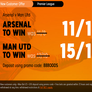 image Enhanced Odds on Arsenal v Manchester United