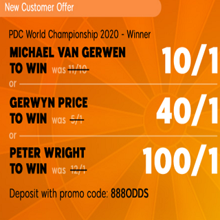 image Get 10/1 van Gerwen, 40/1 Price and 100/1 Wright to win the PDC World Darts Championship