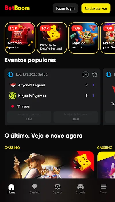 Betboom homepage mobile BR