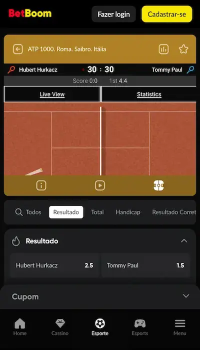 Betboom apostas live mobile BR