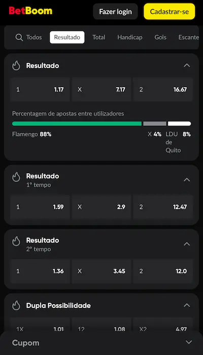 Betboom odds mobile BR
