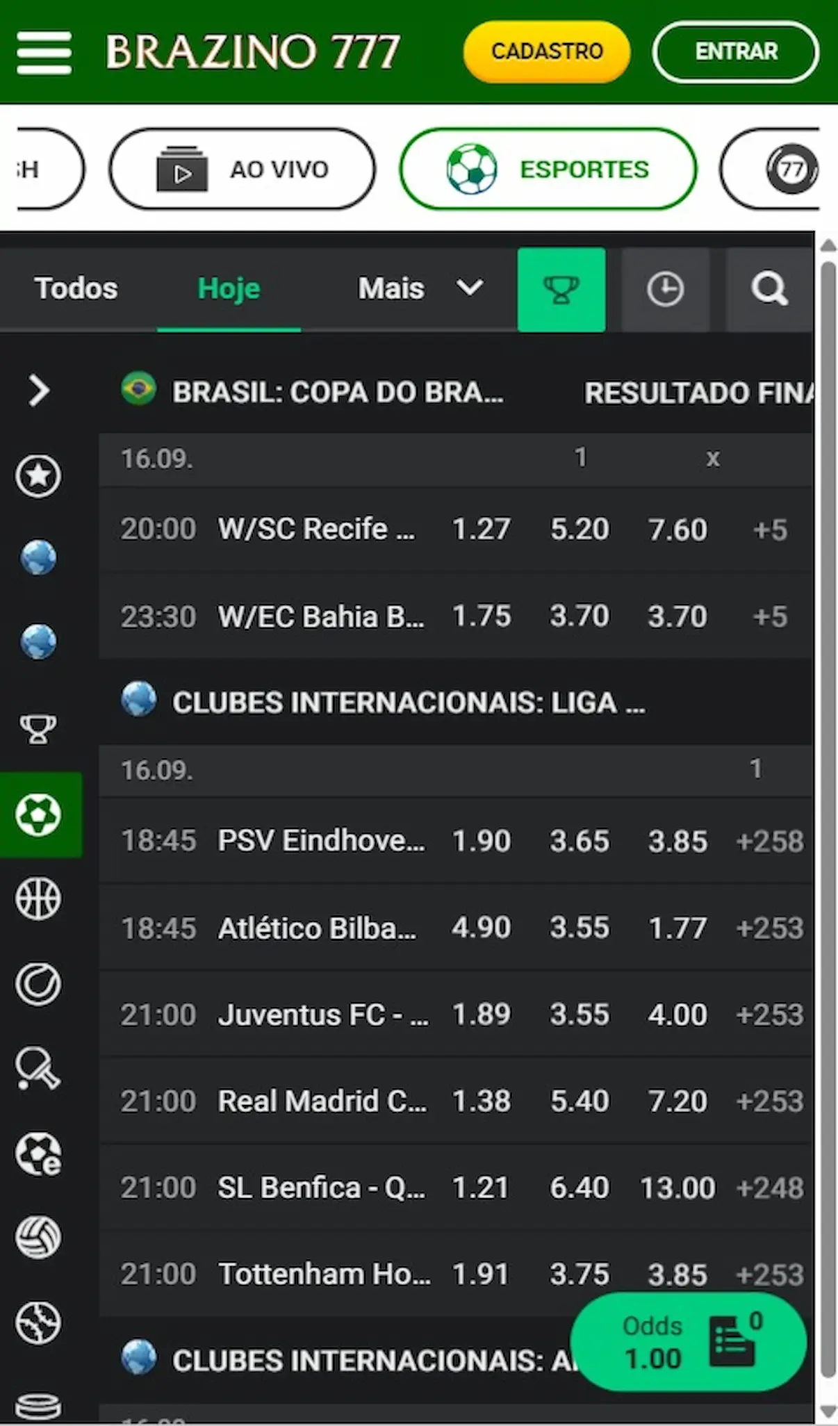 Brazino777 odds mobile BR