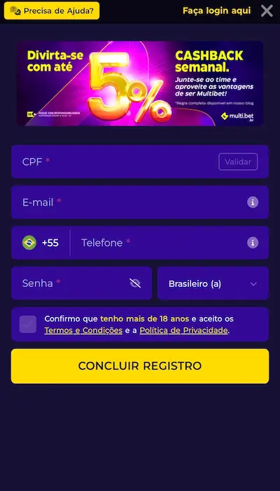 Inscrição Multibet