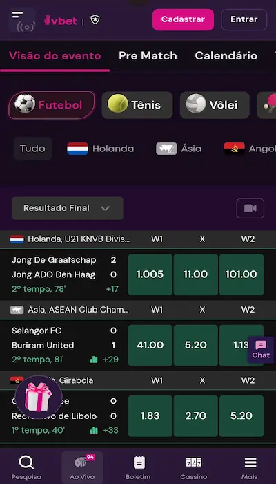Vbet apostas futebol