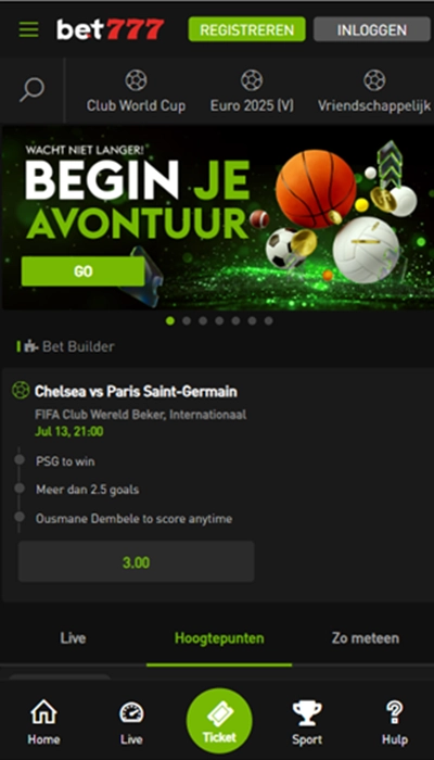 Bet777 België homepagina