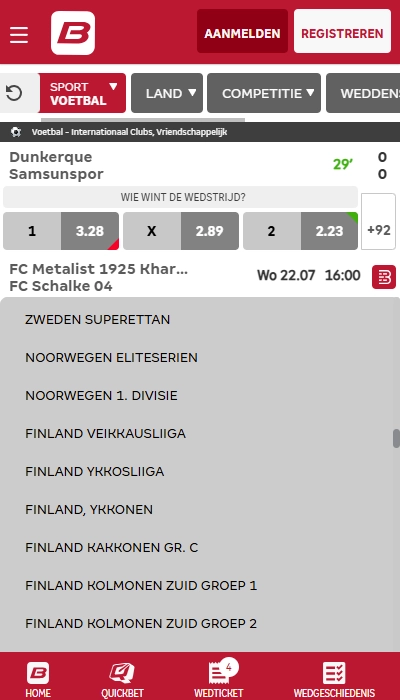 Betcenter België - voetbal