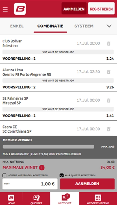 Betcenter België - wedbriefje