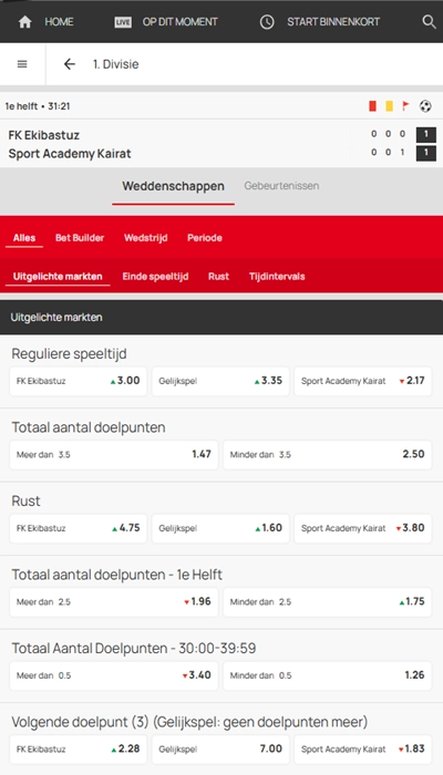 Bingoal België live wedden