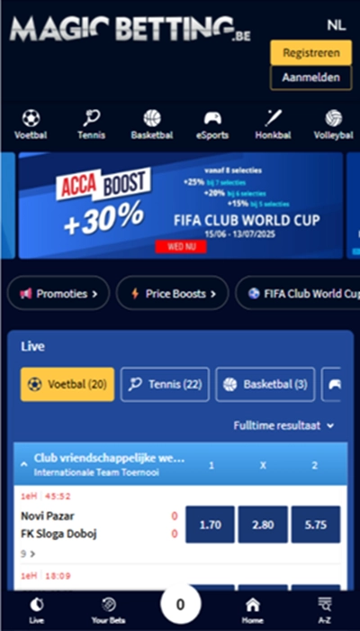 Magic Betting België - homepagina