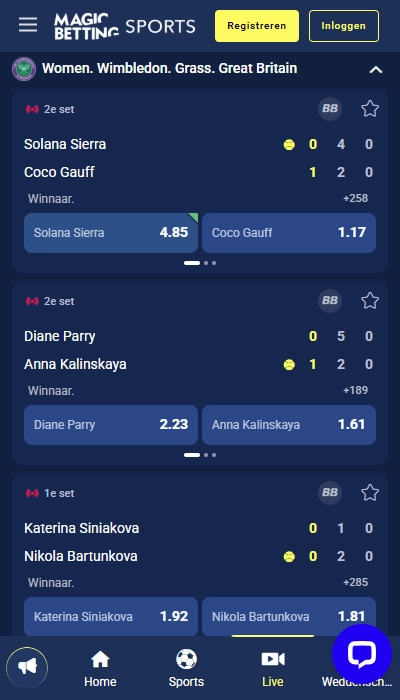 Magic Betting Sports: Live wedden