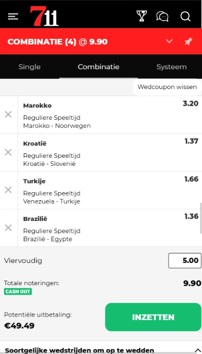 711 combinatie weddenschap
