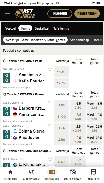 Live wedden bij Betmgm
