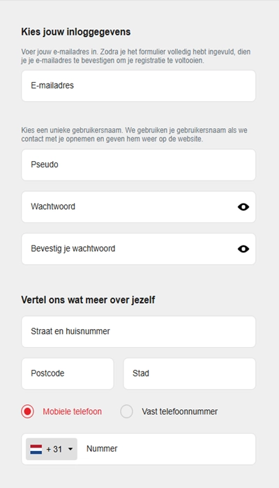 Inschrijving Circus: gegevens
