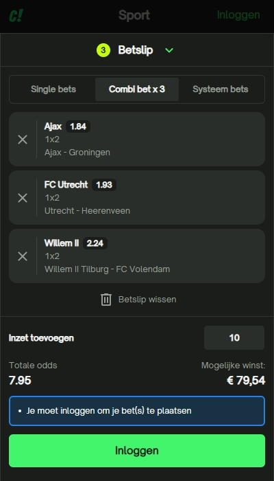 Betslip ComeOn NL