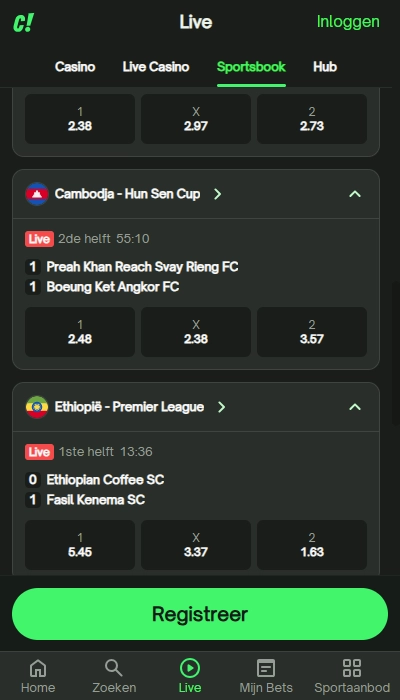 Live wedden bij ComeOn