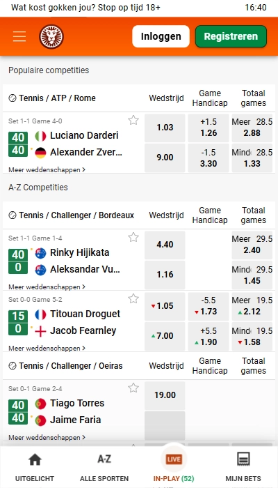 Live wedden bij LeoVegas