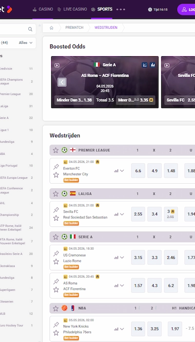 Tonybet homepagina sport