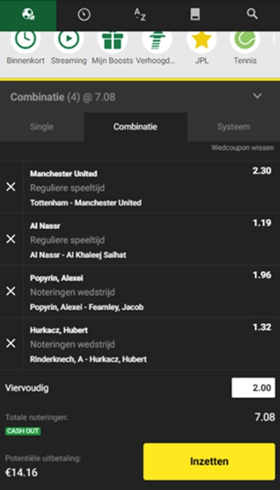 Unibet België wedbriefje
