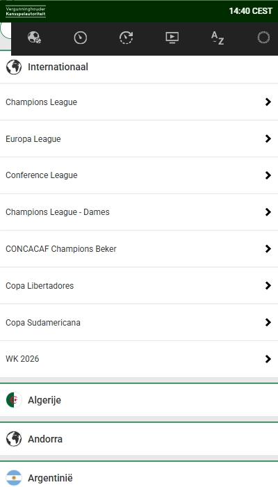 Voetbaloverzicht - Unibet NL