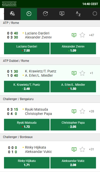 Live wedden bij Unibet