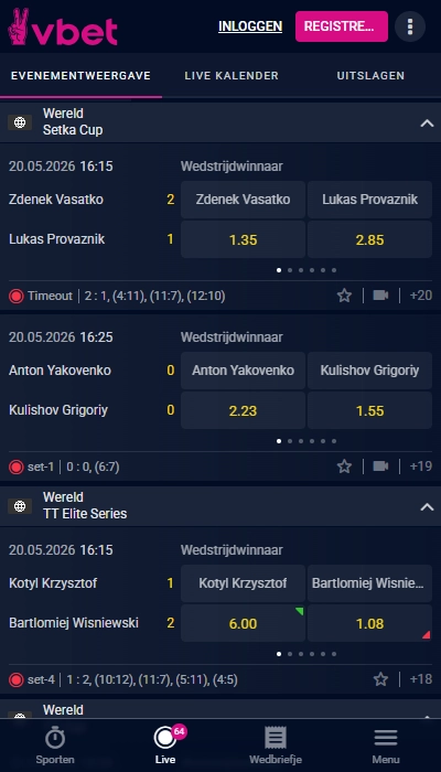 Vbet: live wedden