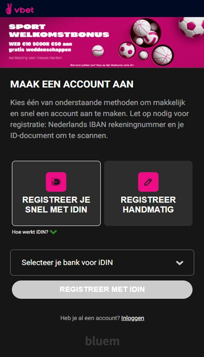 Vbet registratie: identiteitscheck