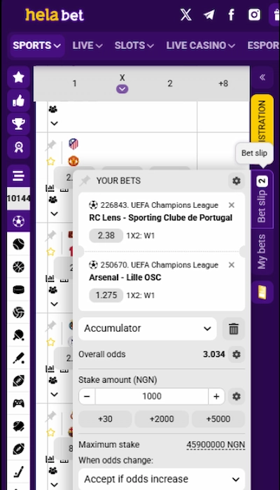 Helabet betslip