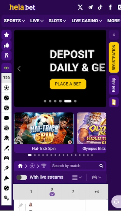 Helabet homepage