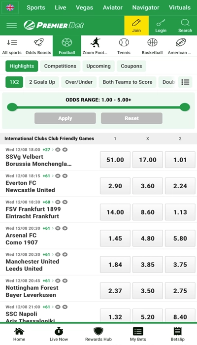 Premier Bet football betting