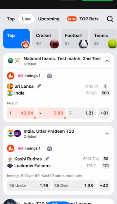 1win live betting