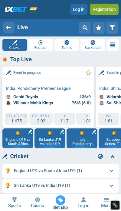 1xbet cricket betting