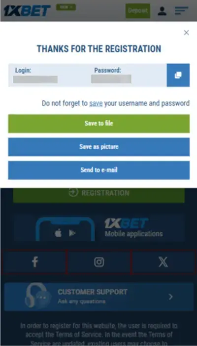 1xbet india - registration sucess