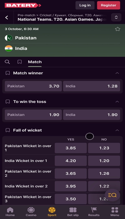 BateryBet India livepage