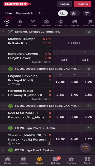 BateryBet India Live Betting