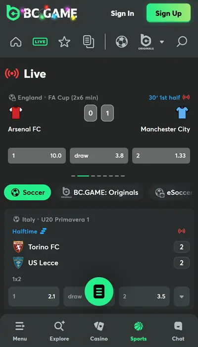 BC.Game live betting