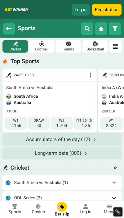 Betwinner India Cricket Betting