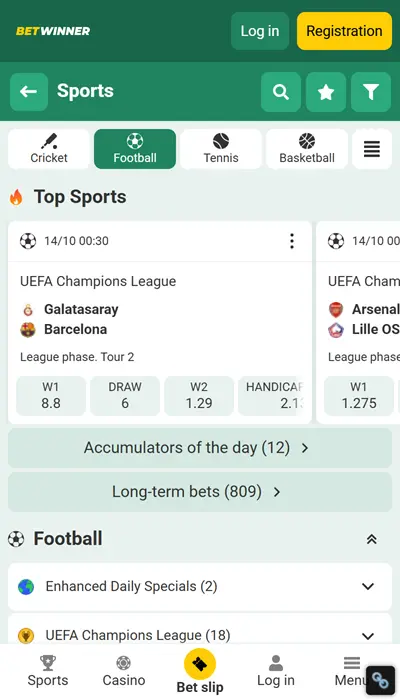 Betwinner India Football Betting